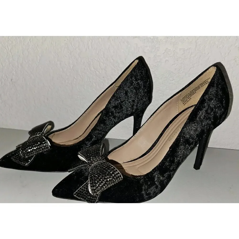New With Box! Bcbgeneration Bissha-2 Velour Pump With Bling Bow Women's 5.5